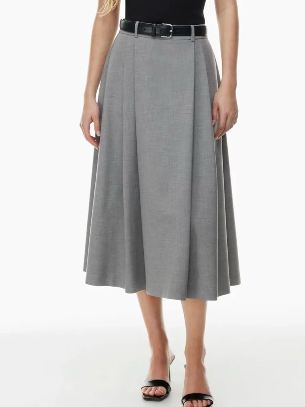 Aritzia Babaton Enterprise Midi Circle Skirt Gray Pleated Size 8